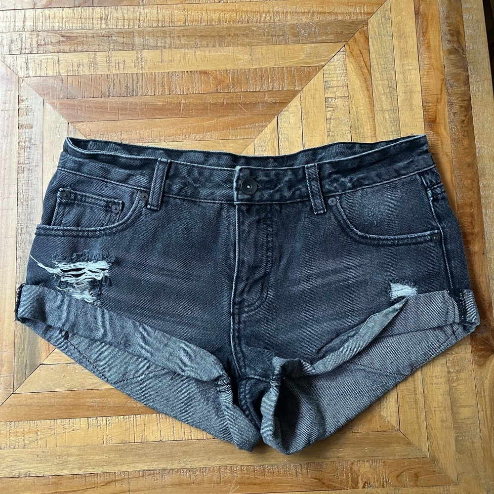 Billabong Distressed Black Denim Shorts